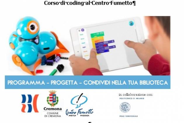 Corso di Coding al Centro Fumetto 'Andrea Pazienza' Cremona - WelfareNetwork (Comunicati Stampa)