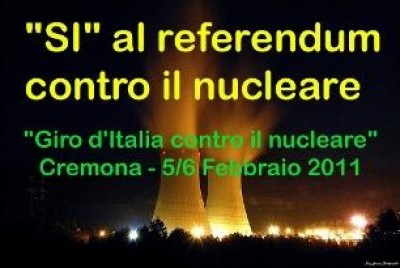 Cremona.Iª tappa dei movimenti italiani contro il nucleare