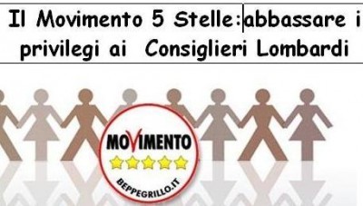 Il Movimento 5 Stelle per abbassare i privilegi ai Consiglieri Lombardi