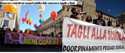 Rinnovare i contratti nei comparti pubblici della conoscenza.Appello a Monti