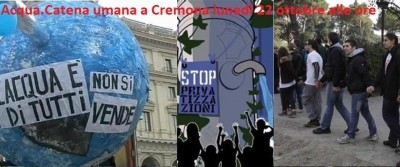 Acqua.Catena umana a Cremona contro la privatizzazione.