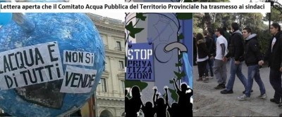 Lettera aperta che il Comitato Acqua Pubblica del Territorio Provinciale ha trasmesso ai sindaci