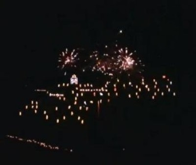 Manarola.I fuochi d'artificio al Presepe