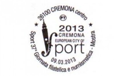 ANNULLO POSTALE PER CREMONA CITTA' EUROPEA DELLO SPORT