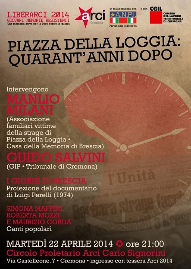 Piazza della Loggia 40° dopo. Incontro al Circolo Signorini.