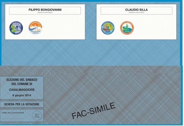 Casalmaggiore  Silla- Bongiovanni al ballottaggio il fax simile  della scheda