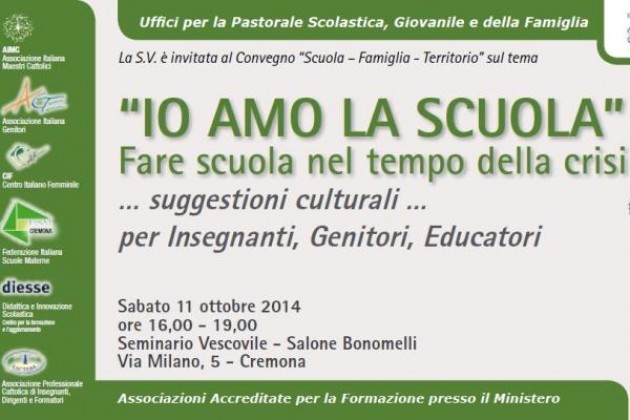 ‘Io amo la scuola’, sabato a Cremona un convegno al seminario