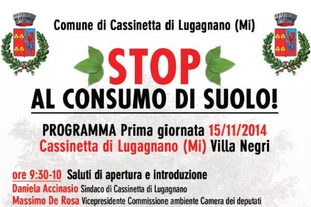 ‘Stop al consumo di suolo!’, un convegno a Cassinetta di Lugagnano