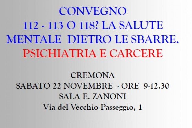 ‘La salute mentale dietro le sbarre’, convegno a Cremona con AICS Solidarietà
