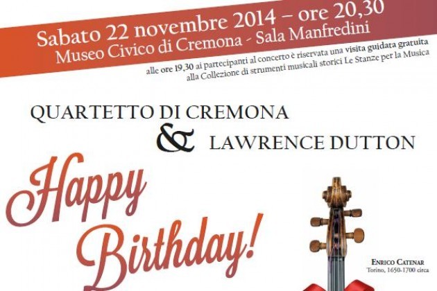 Il Quartetto di Cremona e Lawrence Dutton in concerto sabato al Museo Civico