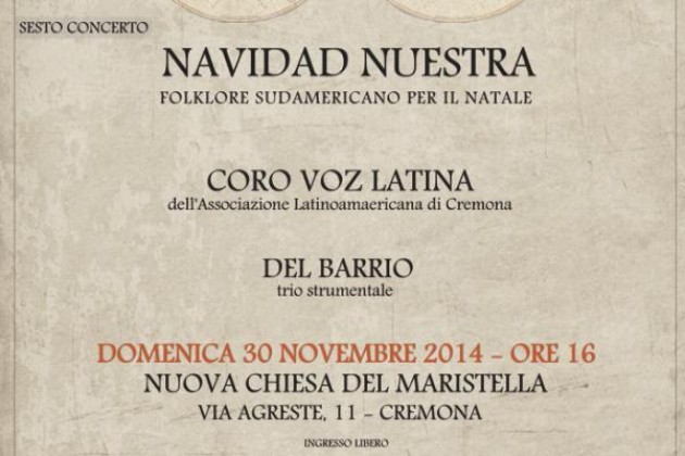 ‘Navidad Nuestra’ a Cremona, il Coro Voz Latina in concerto domenica