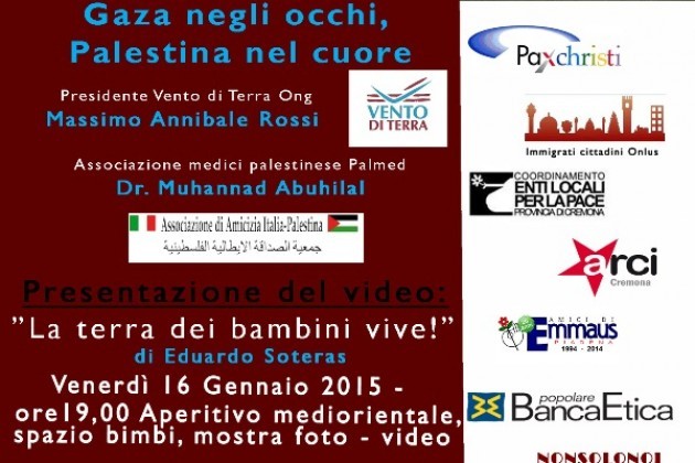 A Cremona ‘Gaza negli occhi, Palestina nel cuore’, venerdì 16 gennaio