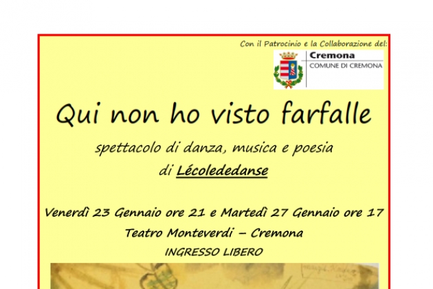 L’écolededanse di Laura Costa in scena, a Cremona ‘Qui non ho visto farfalle’