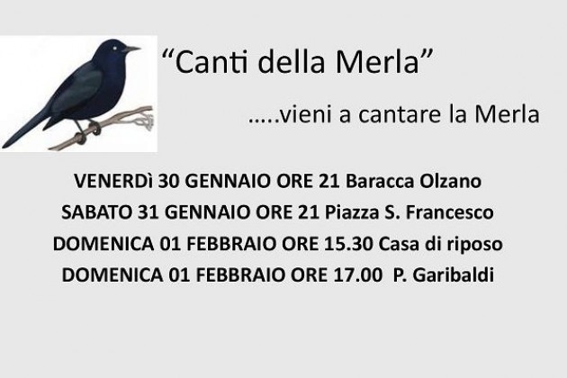 Giorni della Merla in provincia di Cremona, Pro Loco Soresina invita a cantare