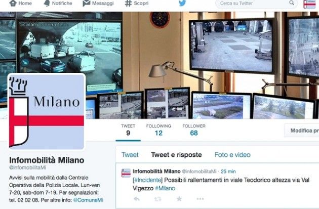 Milano,il comune apre il nuovo canale Twitter @infomobilitaMI