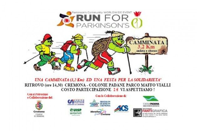 La Tartaruga onlus di Cremona, sabato 11 aprile si corre ‘Run For Parkinson’s’