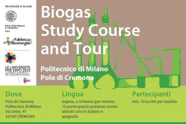 A Cremona il ‘Biogas Study Course & Tour’, tre appuntamenti da due giorni