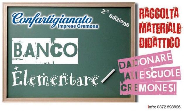 Raccolta di materiale per le scuole di Cremona, si presenta ‘Banco elementare’