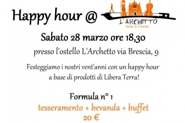 Vent’anni con Libera e Nonsolonoi a Cremona, sabato aperitivo di festeggiamento