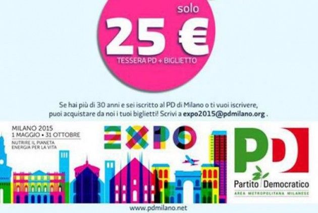 Bordo (SEL): ‘Biglietti di Expo a prezzi agevolati per chi si iscrive al PD. Ma è lecito?’
