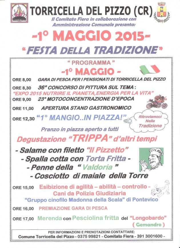 Primo Maggio in provincia di Cremona, ecco il programma a Torricella del Pizzo