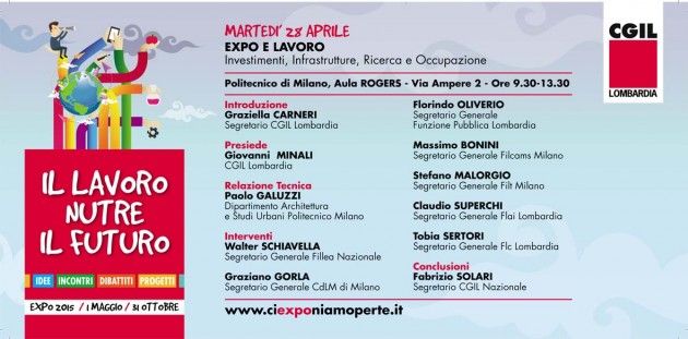 CGIL Lombardia partecipa a Expo, domani a Milano ‘Il lavoro nutre il futuro’