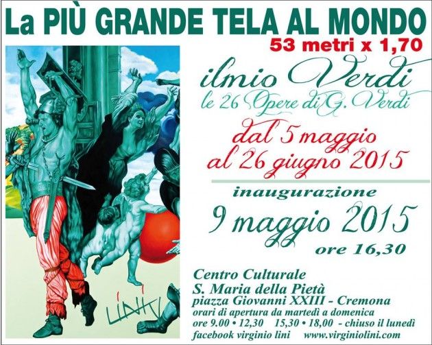 Le opere di Giuseppe Verdi in mostra sulla più grande tela al mondo (53 mt) a Cremona