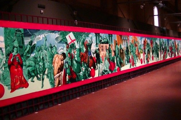 La tela ‘Il mio Verdi, le 26 opere’  di Virginio Lini esposta in Santa Maria della Pietà a Cremona (video)