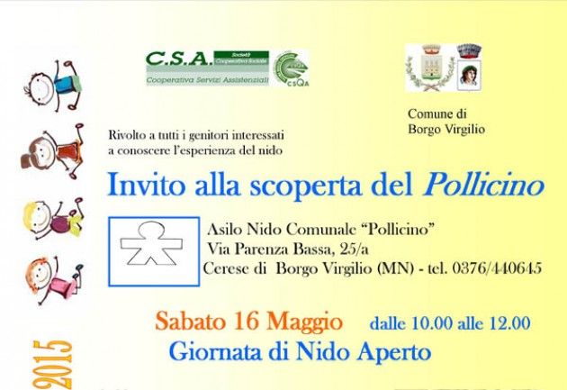 Cerese, sabato 16 maggio 'Nido Aperto'