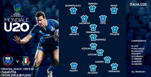Rugby Under 20, la formazione italiana a Cremona insegue la salvezza contro Samoa