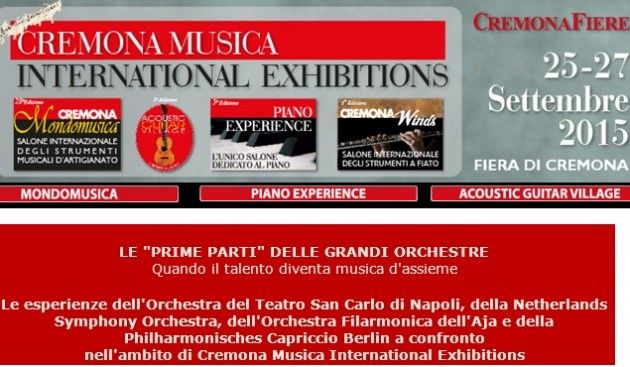 Cremona Mondomusica 2015. Sabato 26 settembre 2015 ‘Le prime parti dell’orchestra’