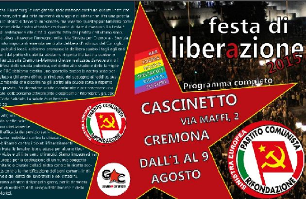 Festa di Liberazione a Cremona dall'1 al 9 agosto al Cascinetto, via Maffi 2 