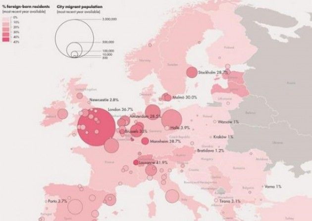 Immigrazione: la mappa delle città in Europa con più stranieri