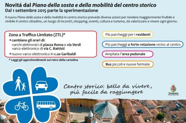 Cremona Piano della sosta e della mobilità dal 1 settembre