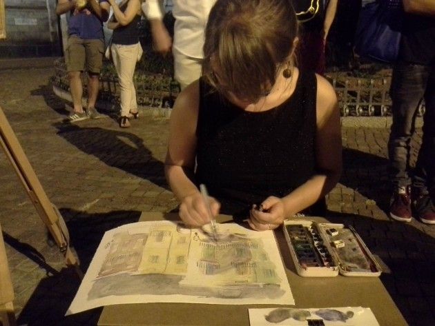 Fumettisti in piazza rendono omaggio a  Eduard Gurk e ai suoi acquerelli  in mostra a Cremona