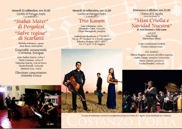 Porta della Musica 2015 il Trio KANON a Palazzo Fodri di Cremona