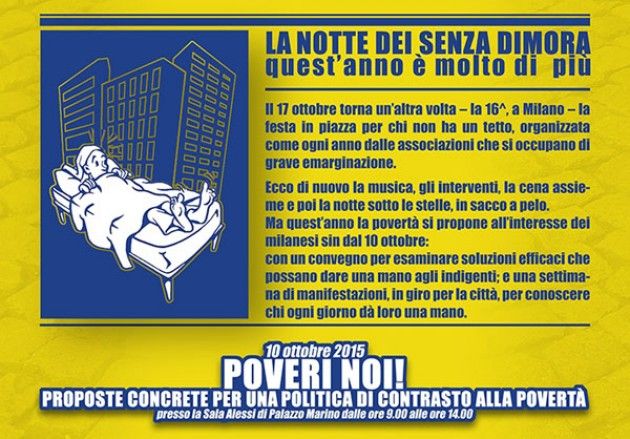 'Poveri noi!': a Milano una settimana di eventi per il contrasto alla povertà