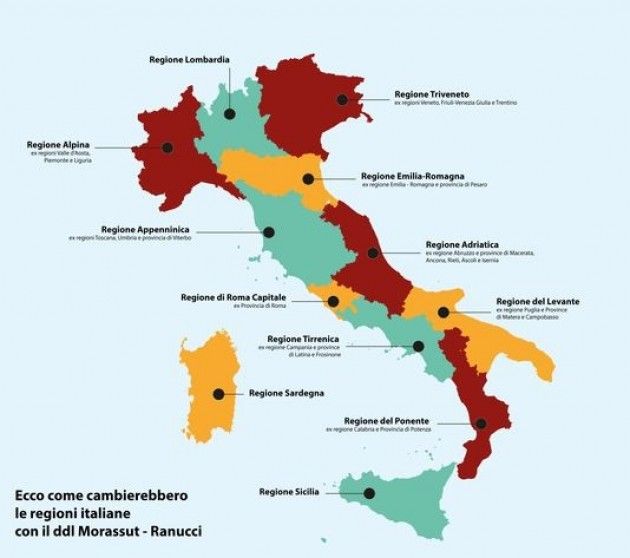 Regioni italiane passerebbero da 20 a 12 Approvato ordine del giorno in Senato