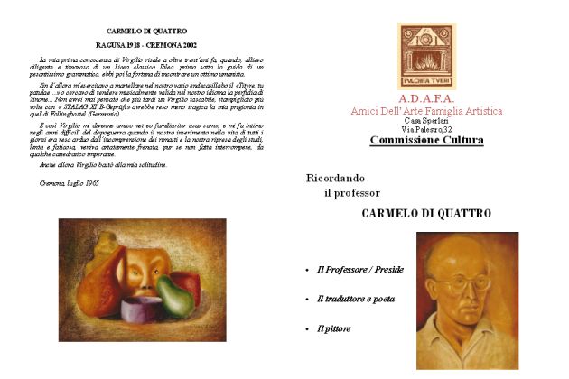 ADAFA Cremona ricorda Carmelo Di Quattro, artista a 360° tra pittura e poesia