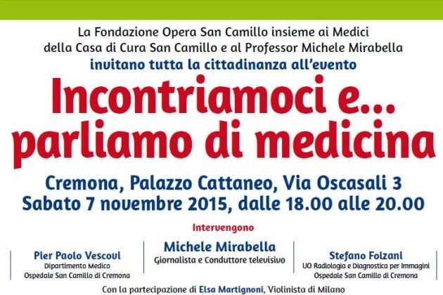 A Cremona ‘Incontriamoci e… parliamo di medicina’, 7 novembre a Palazzo Cattaneo