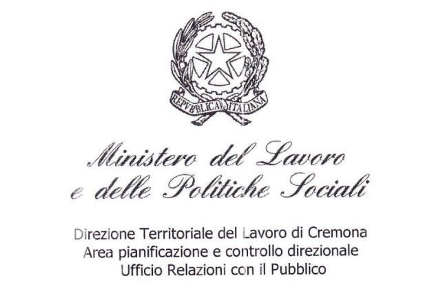Direzione Provinciale del Lavoro di Cremona, nuovo orario di apertura al pubblico