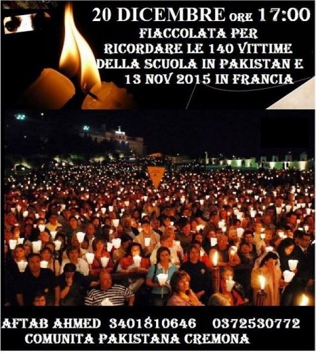 A Cremona manifestazione contro terrorismo per domenica 20 dicembre alle ore 16
