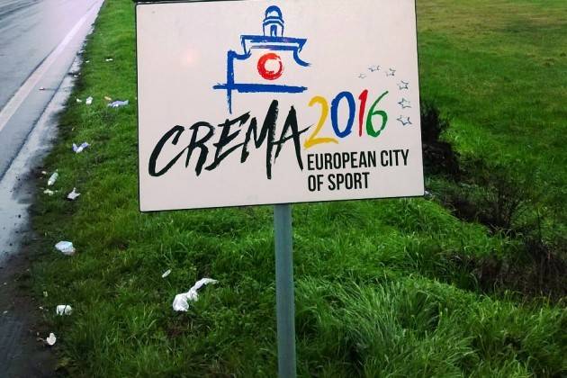 Segnaletica in provincia di Cremona, a Crema i cartelli Città Europea dello Sport