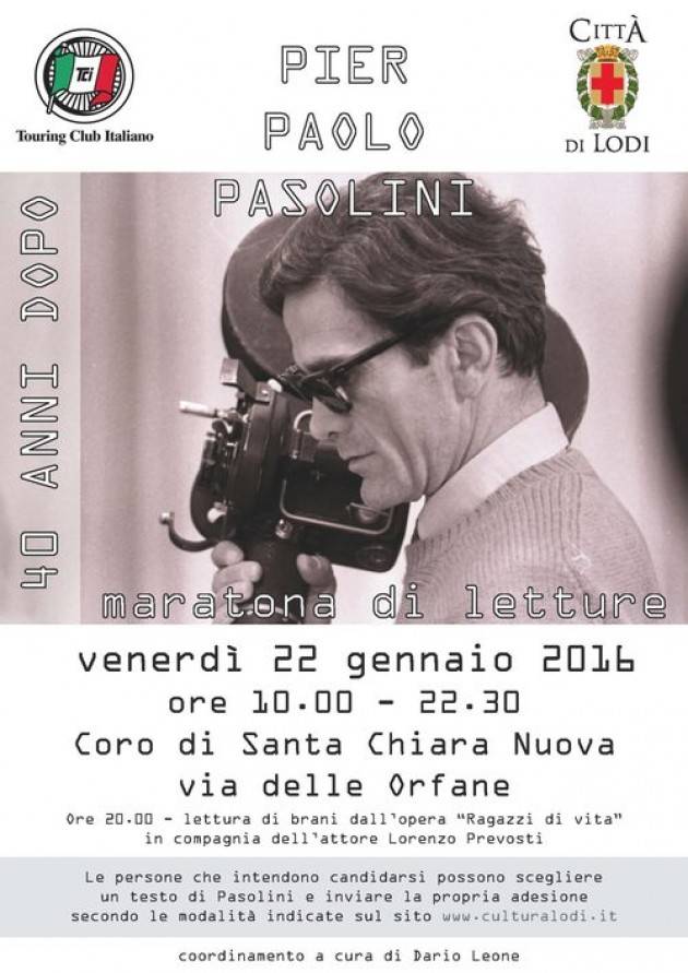 Lodi - Pier Paolo Pasolini, 40 anni dopo