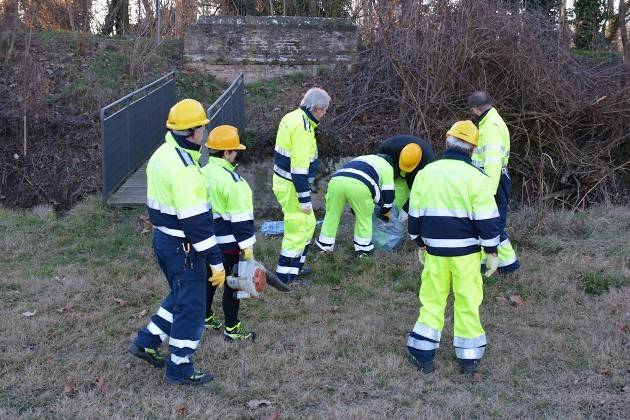 A Madignano (Cremona) la Protezione Civile impegnata in lavori sul fiume Serio