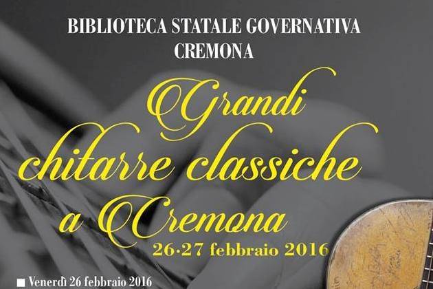 Le ‘Grandi chitarre classiche di Cremona’, conferenze e concerti in Biblioteca