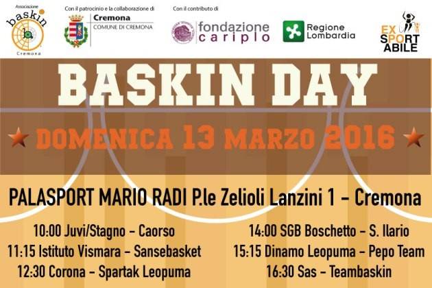 Cremona città del baskin, domenica 13 marzo grande giornata al Palasport Radi