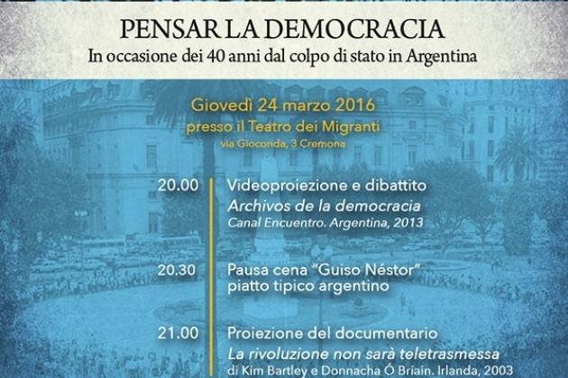 Associazione Latino Americana di Cremona, giovedì la serata ‘Pensar la democracia’