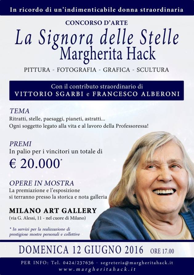 A Margherita Hack dedicato un concorso d'arte presso la storica Milano Art Gallery