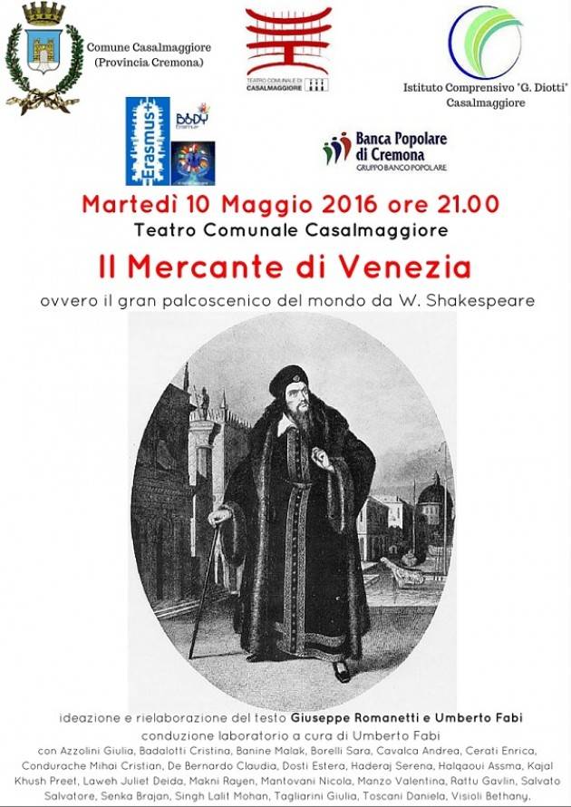 Caslamaggiore Il mercante di Venezia – da W. Shakespeare nel 400° della morte